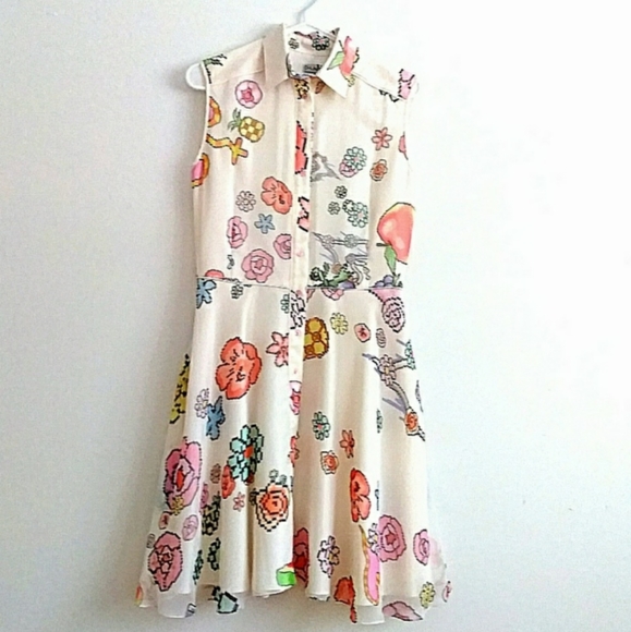 NWT! Ohlin/D Silk Pixelated Circle Skirt Dress - Picture 3 of 8